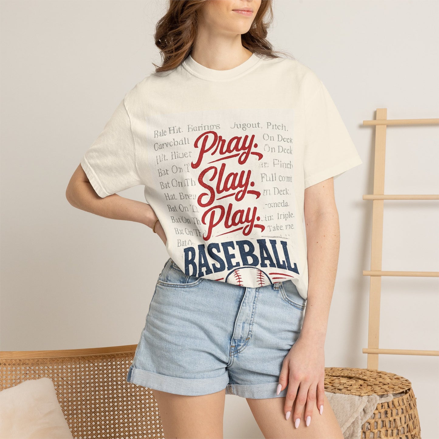 Pray Slay Play Baseball T-shirt | Vintage Baseball Graphic