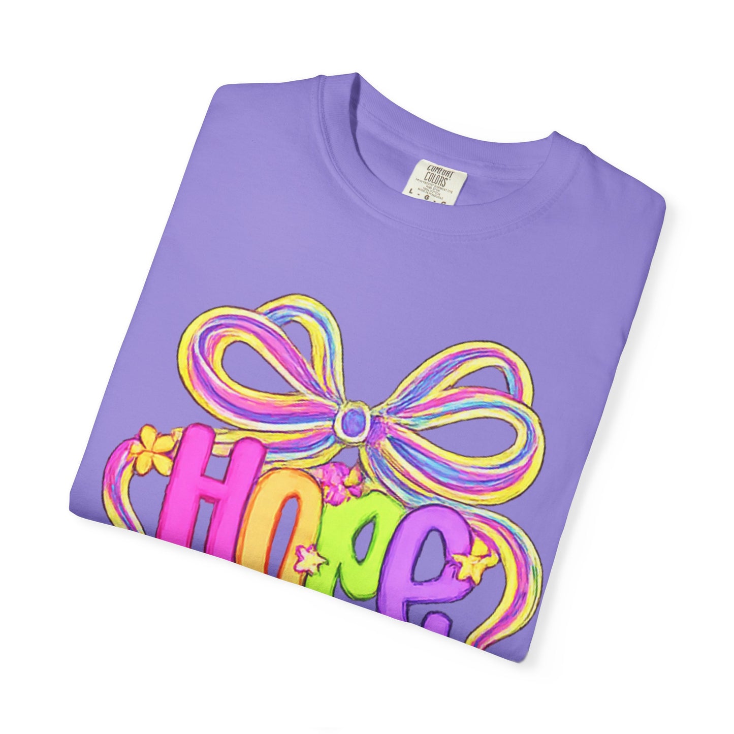 Hope Ribbon graphic T-shirt | colorful bow lettering, pastel 90s vibe