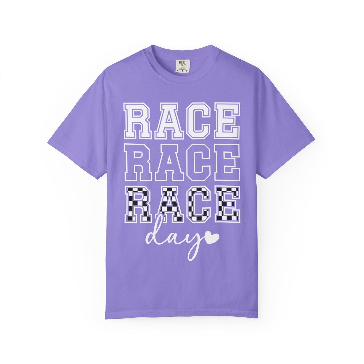 Race Day T-shirt | Racing Graphic, Checkered Lettering