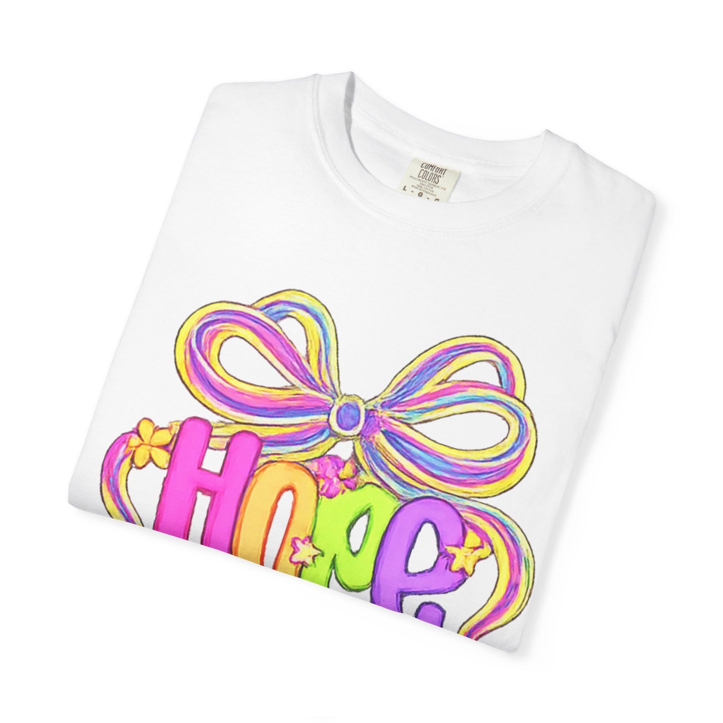 Hope Ribbon graphic T-shirt | colorful bow lettering, pastel 90s vibe