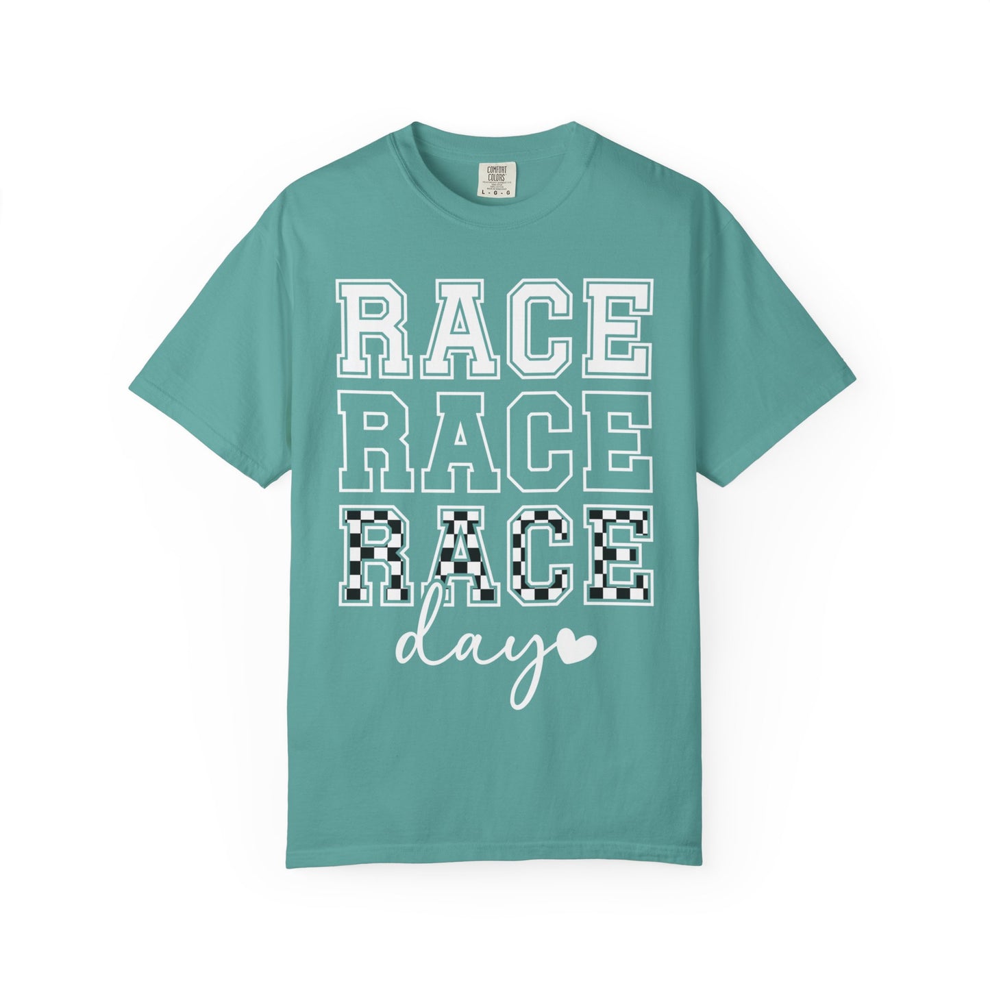 Race Day T-shirt | Racing Graphic, Checkered Lettering