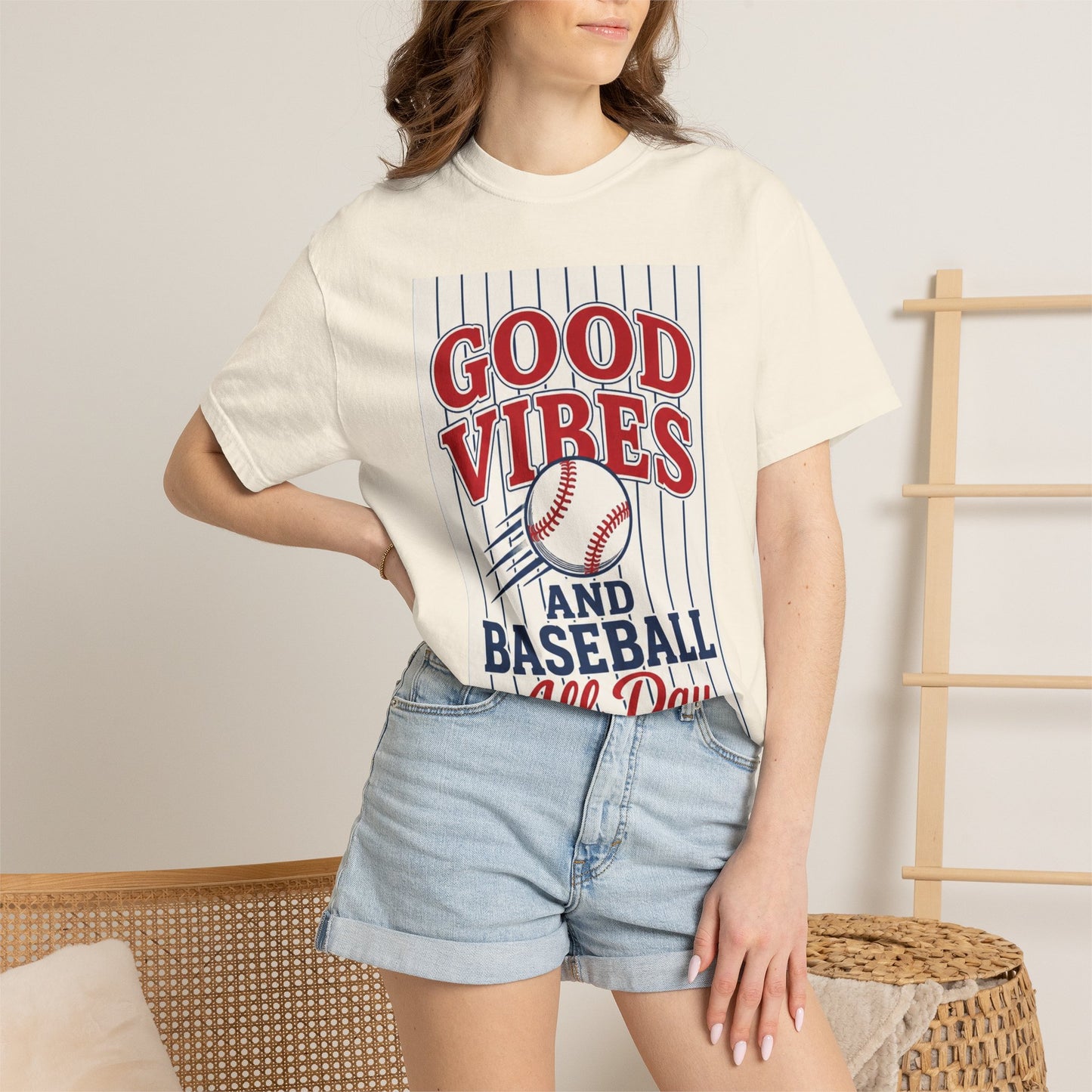 Good Vibes and Baseball All Day T-shirt | Baseball Graphic Tee
