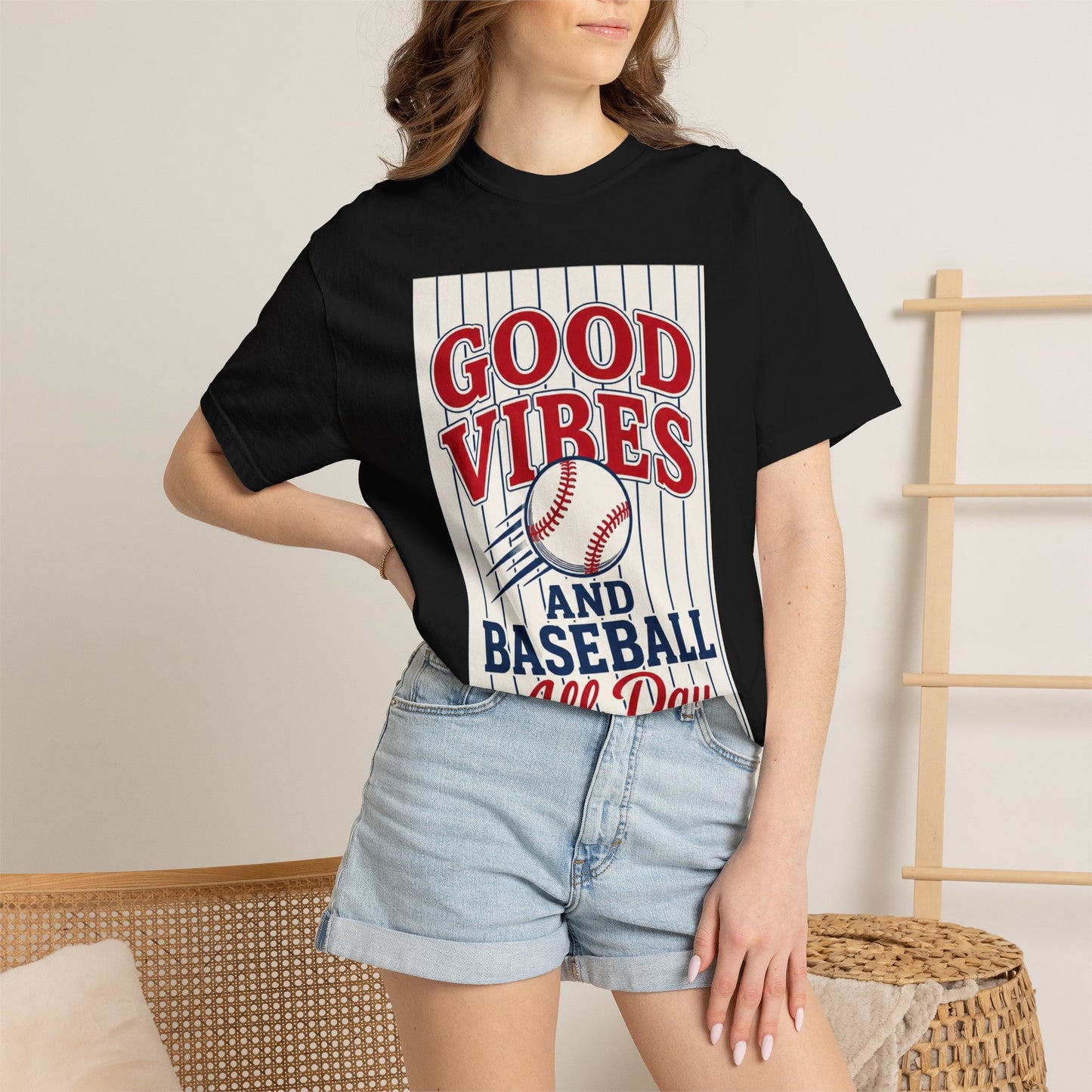 Good Vibes and Baseball All Day T-shirt | Baseball Graphic Tee