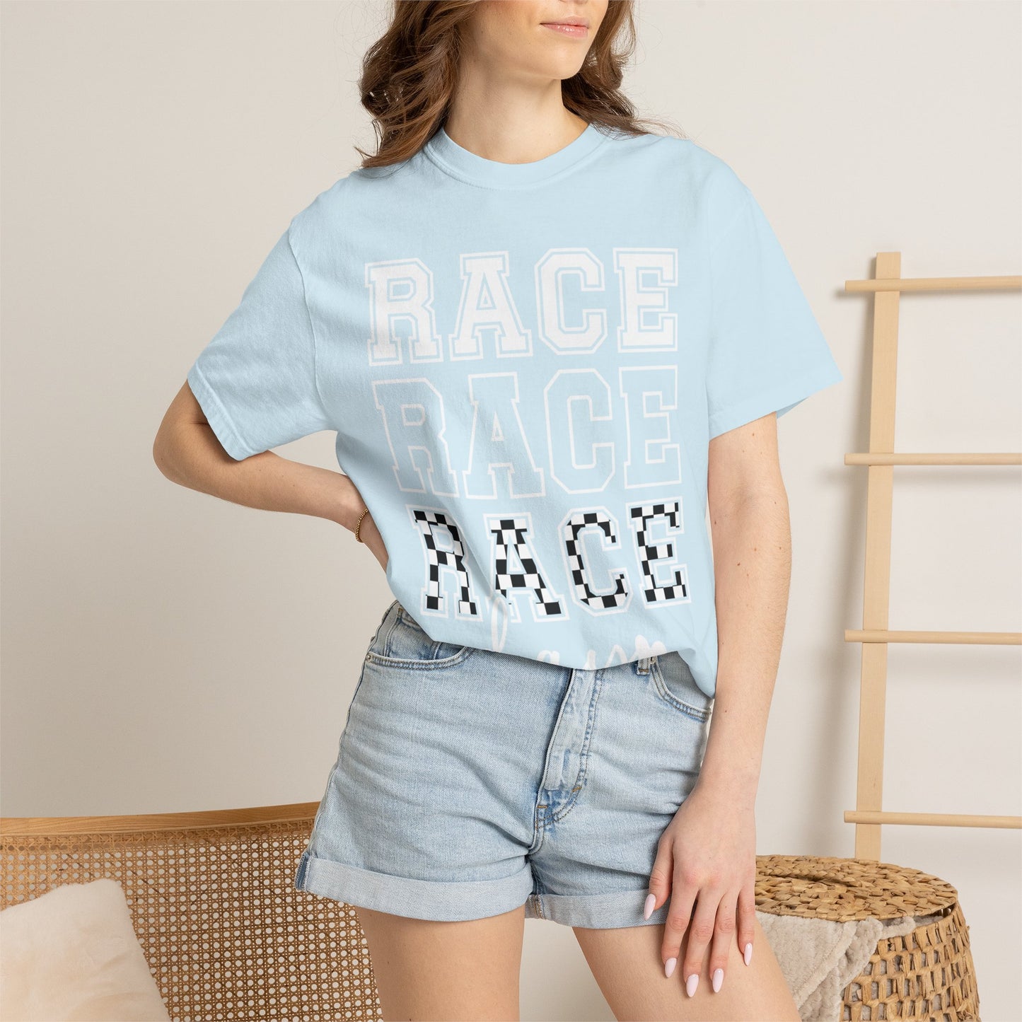 Race Day T-shirt | Racing Graphic, Checkered Lettering