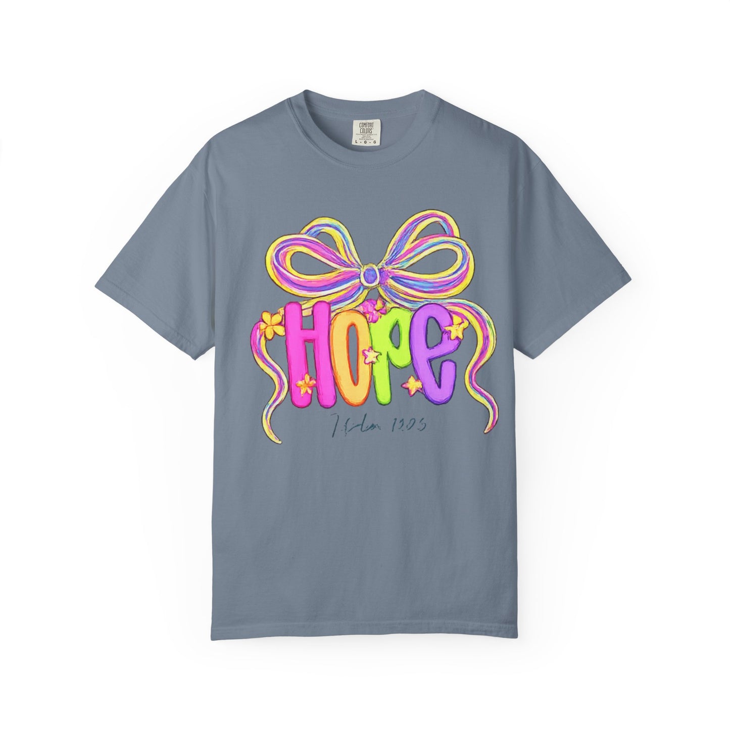 Hope Ribbon graphic T-shirt | colorful bow lettering, pastel 90s vibe