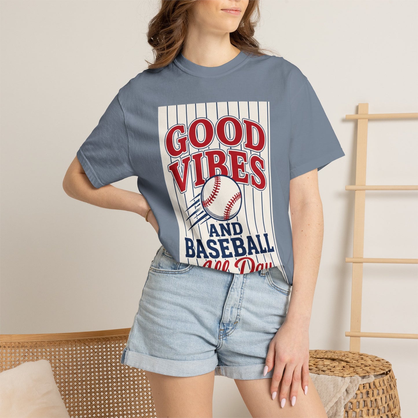 Good Vibes and Baseball All Day T-shirt | Baseball Graphic Tee