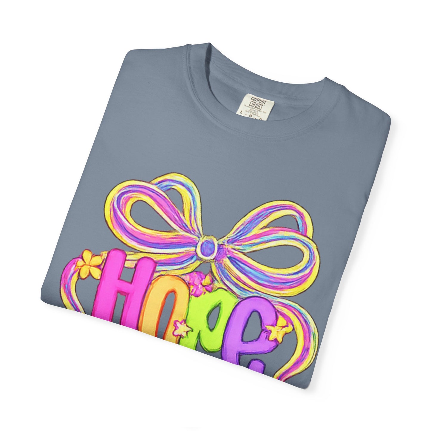 Hope Ribbon graphic T-shirt | colorful bow lettering, pastel 90s vibe