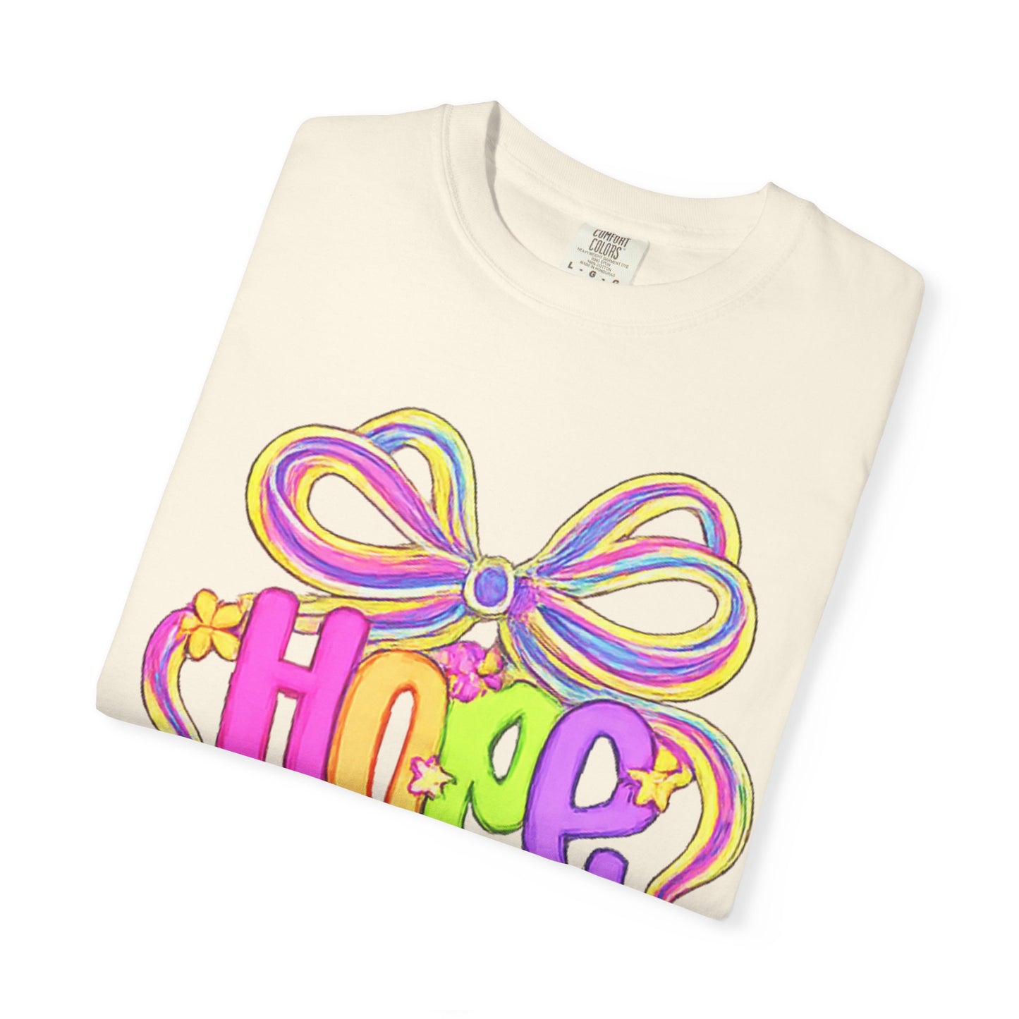 Hope Ribbon graphic T-shirt | colorful bow lettering, pastel 90s vibe