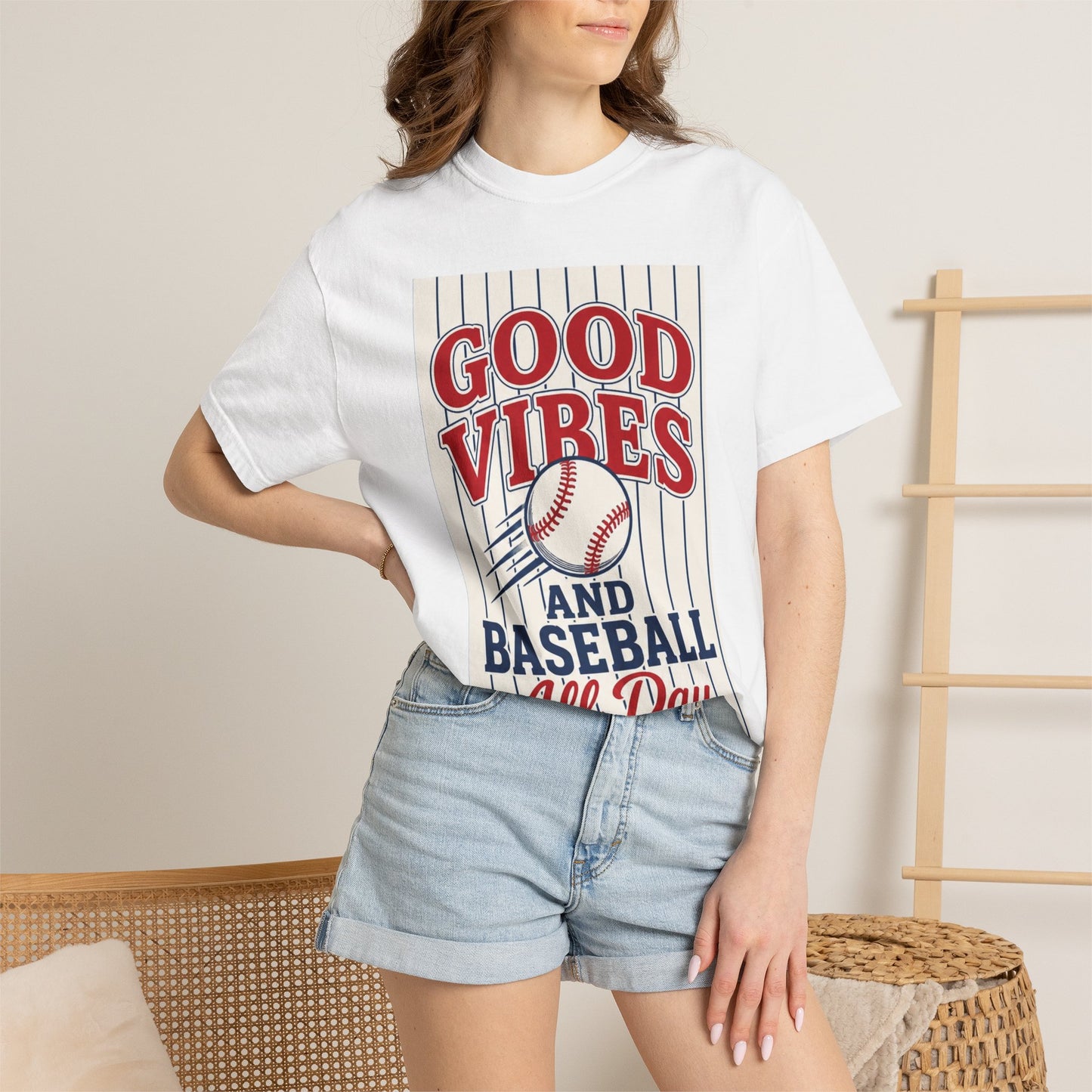 Good Vibes and Baseball All Day T-shirt | Baseball Graphic Tee