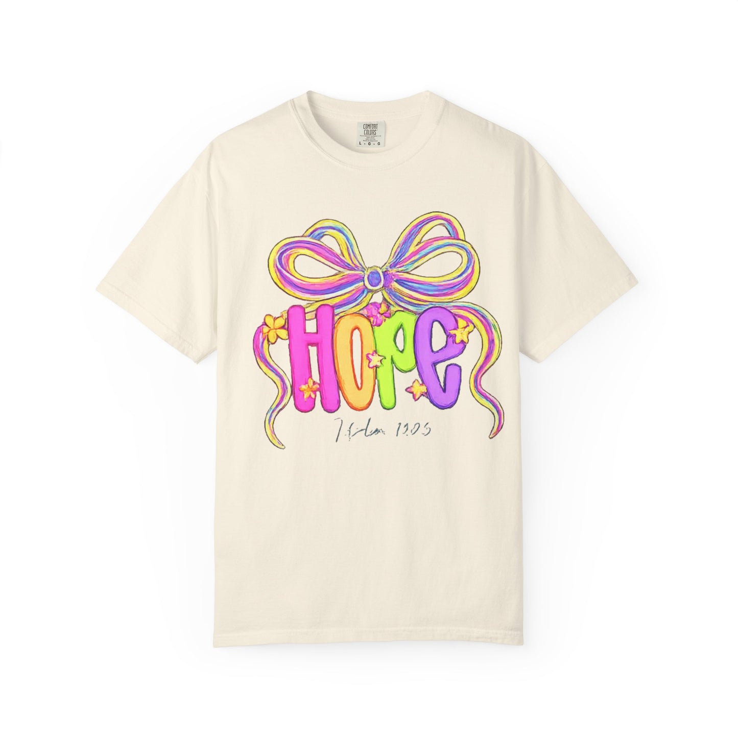 Hope Ribbon graphic T-shirt | colorful bow lettering, pastel 90s vibe