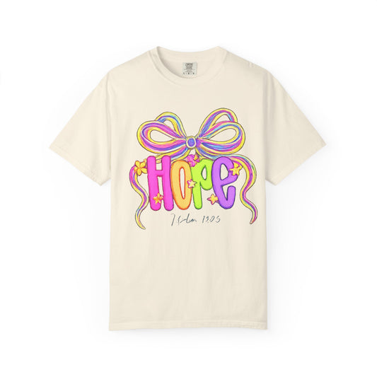 Hope Ribbon graphic T-shirt | colorful bow lettering, pastel 90s vibe