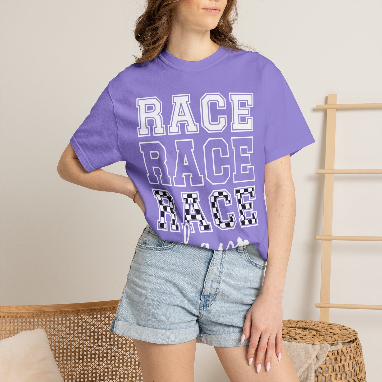 Race Day T-shirt | Racing Graphic, Checkered Lettering