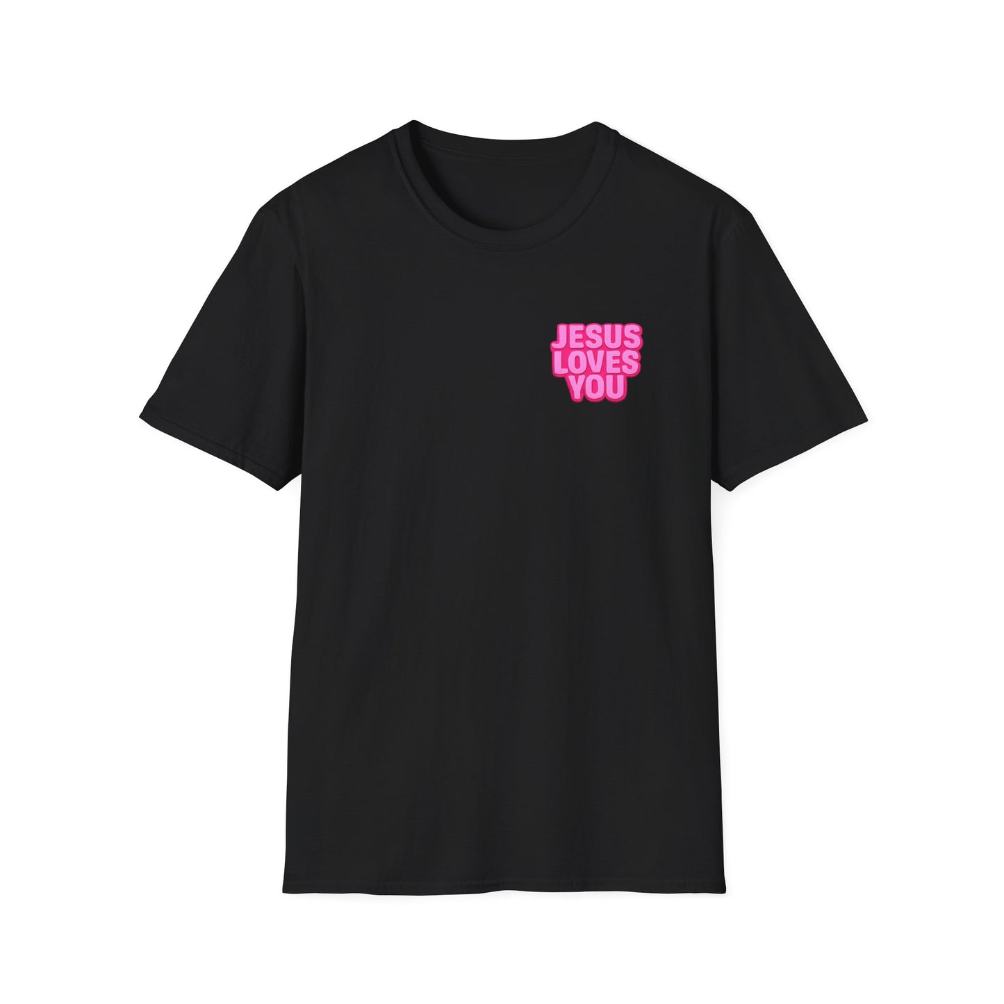 Jesus Loves You T-Shirt | Pink Bubble Letter Christian Tee