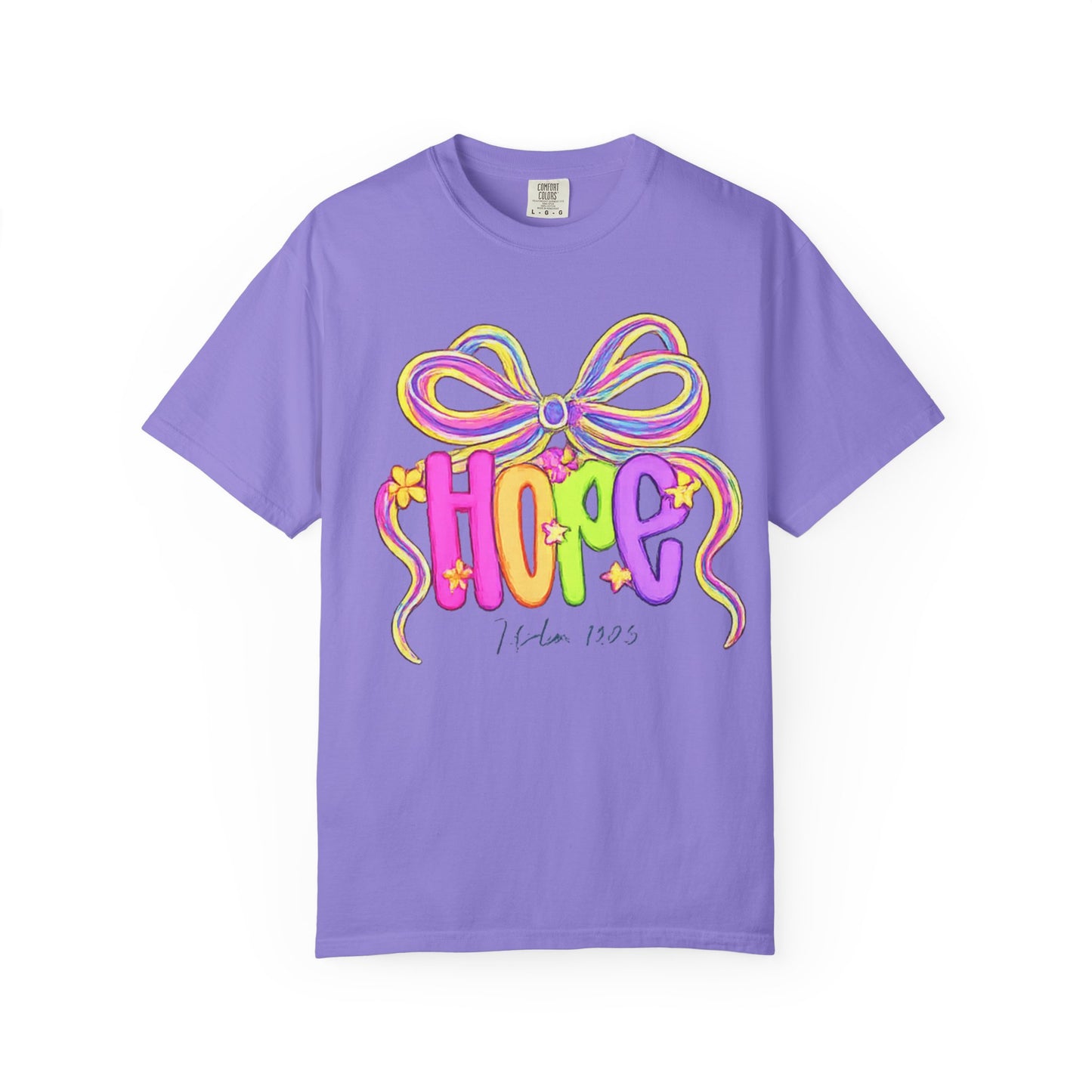 Hope Ribbon graphic T-shirt | colorful bow lettering, pastel 90s vibe