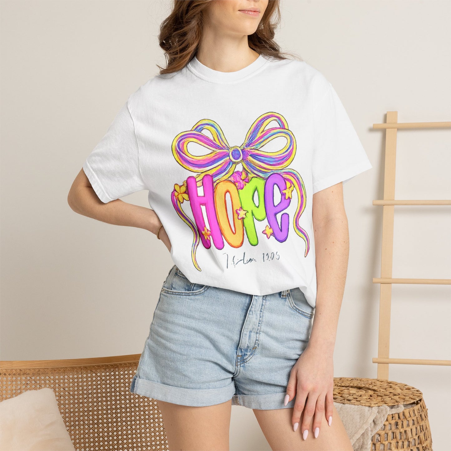 Hope Ribbon graphic T-shirt | colorful bow lettering, pastel 90s vibe