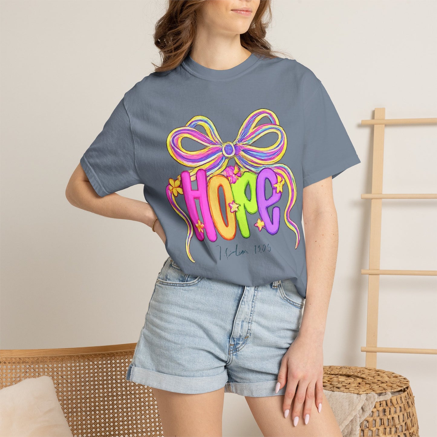 Hope Ribbon graphic T-shirt | colorful bow lettering, pastel 90s vibe