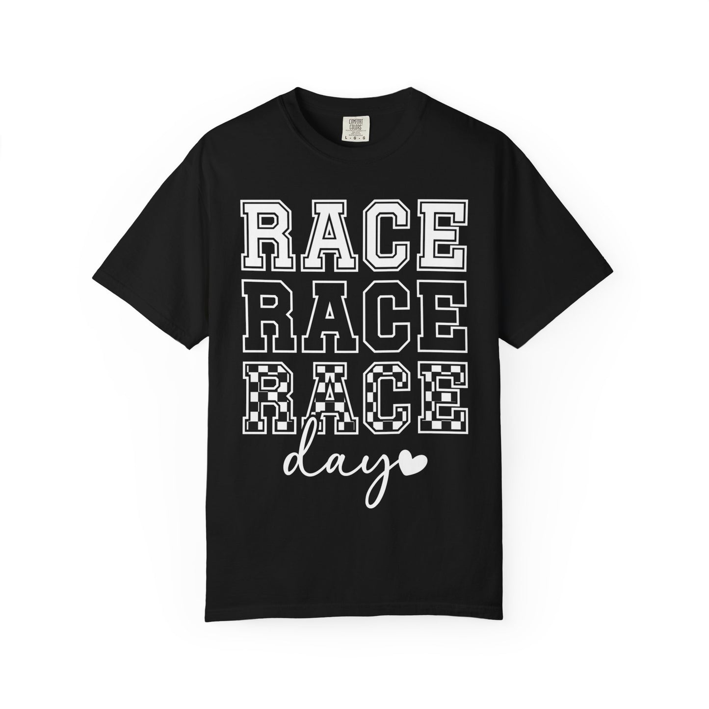 Race Day T-shirt | Racing Graphic, Checkered Lettering
