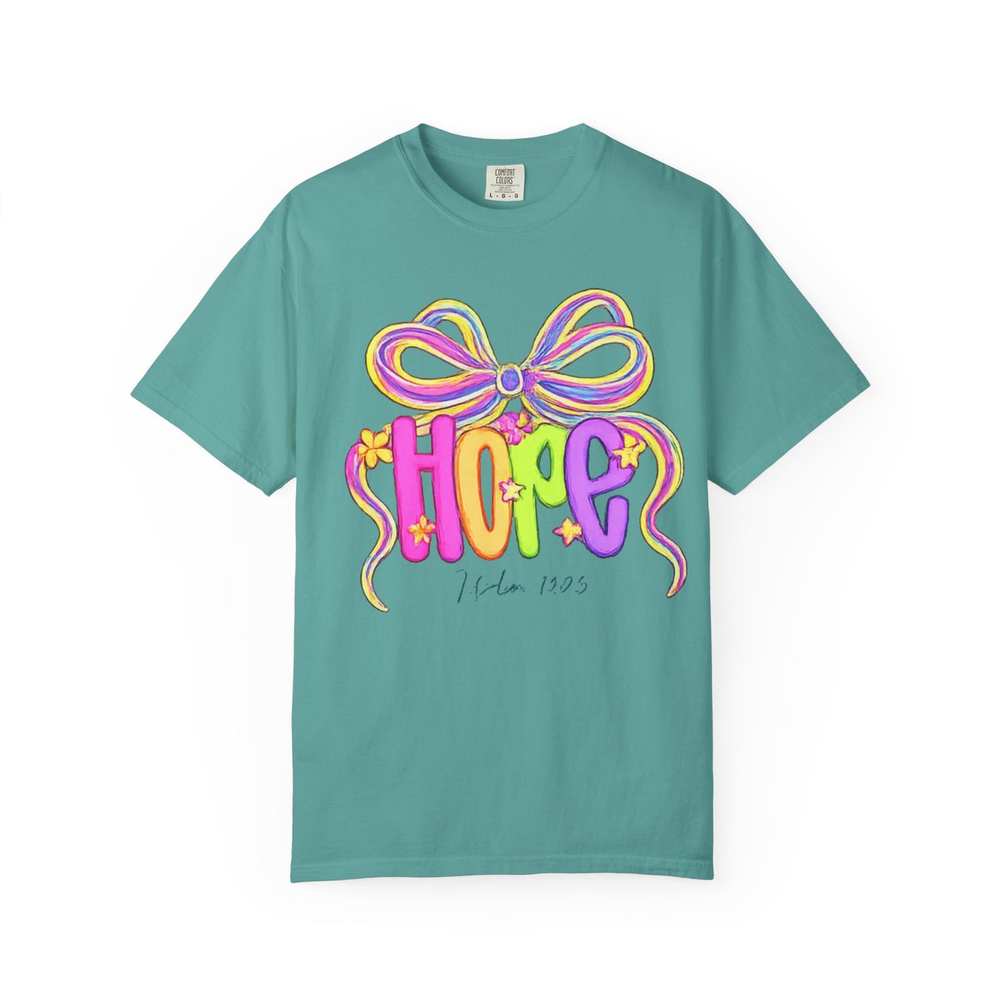 Hope Ribbon graphic T-shirt | colorful bow lettering, pastel 90s vibe