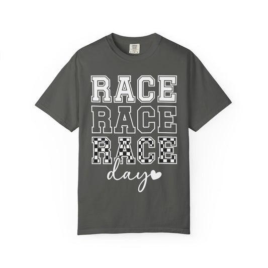 Race Day T-shirt | Racing Graphic, Checkered Lettering