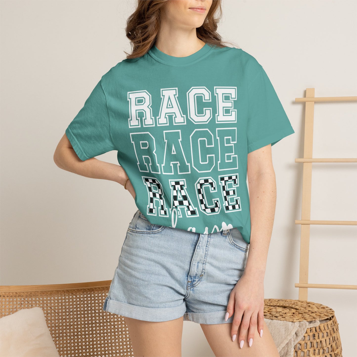 Race Day T-shirt | Racing Graphic, Checkered Lettering