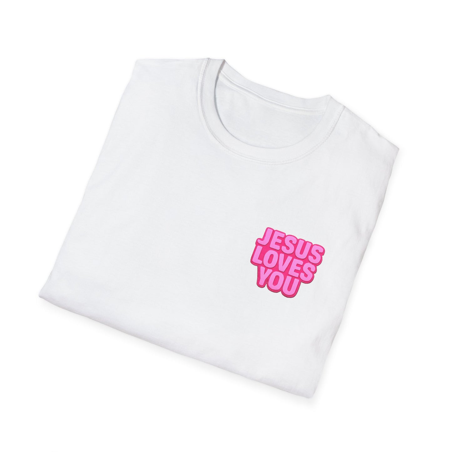 Jesus Loves You T-Shirt | Pink Bubble Letter Christian Tee