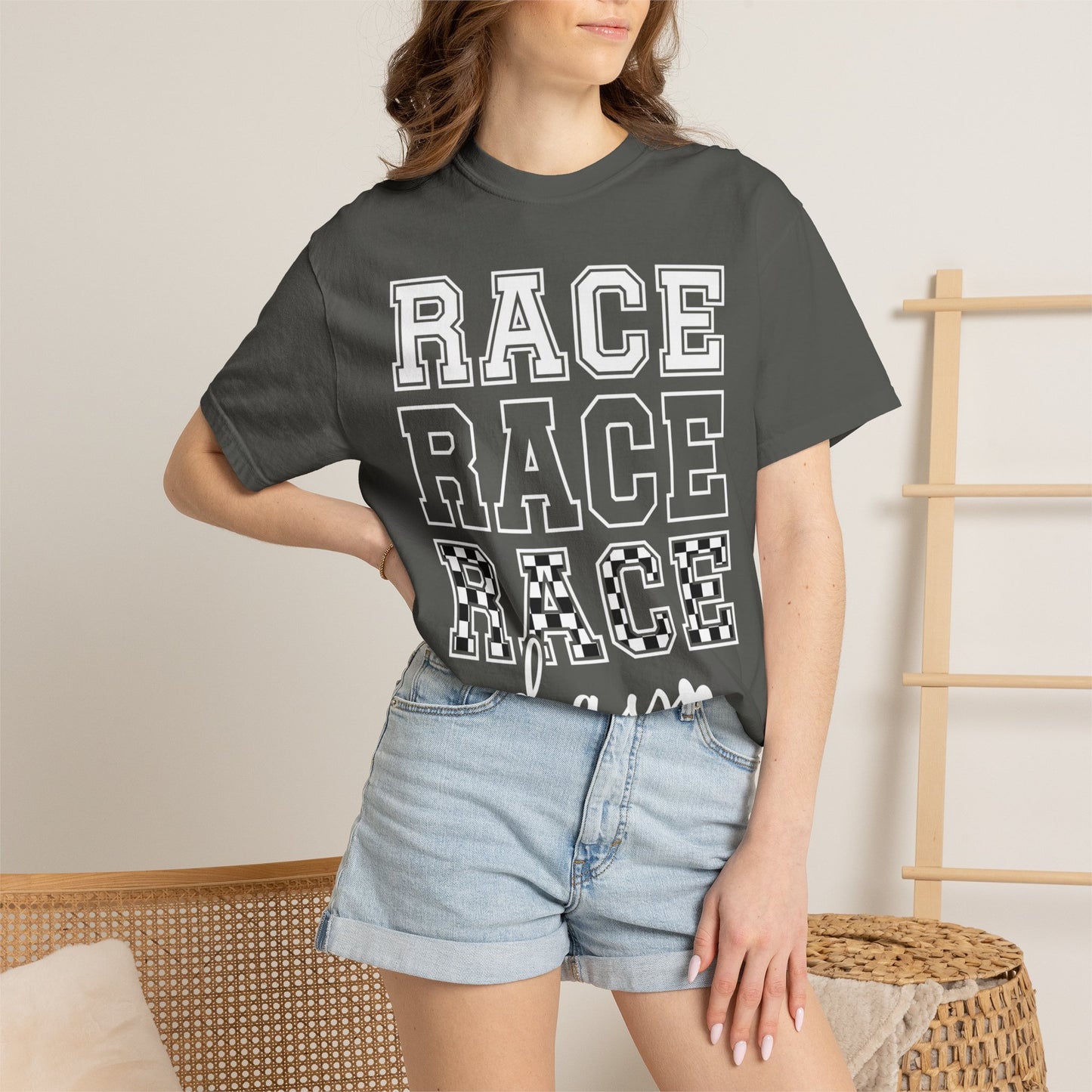 Race Day T-shirt | Racing Graphic, Checkered Lettering