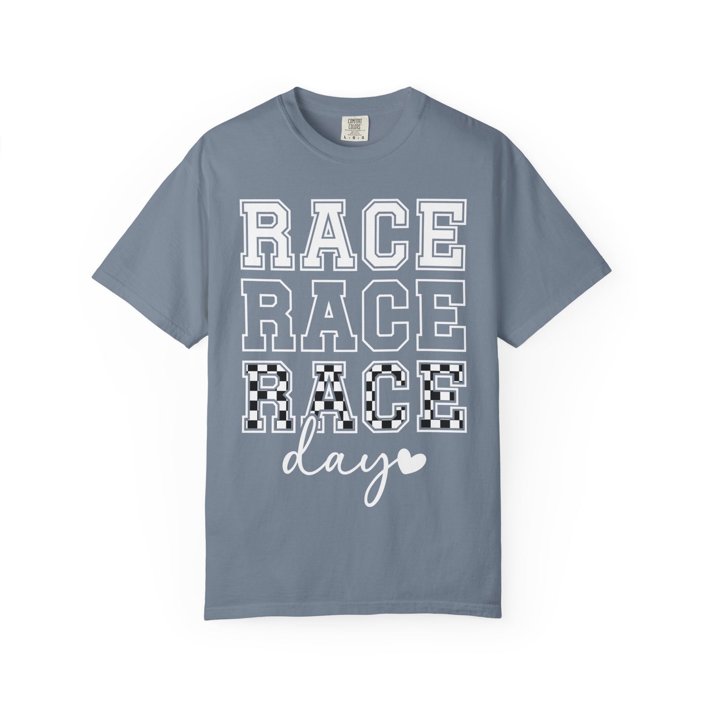 Race Day T-shirt | Racing Graphic, Checkered Lettering