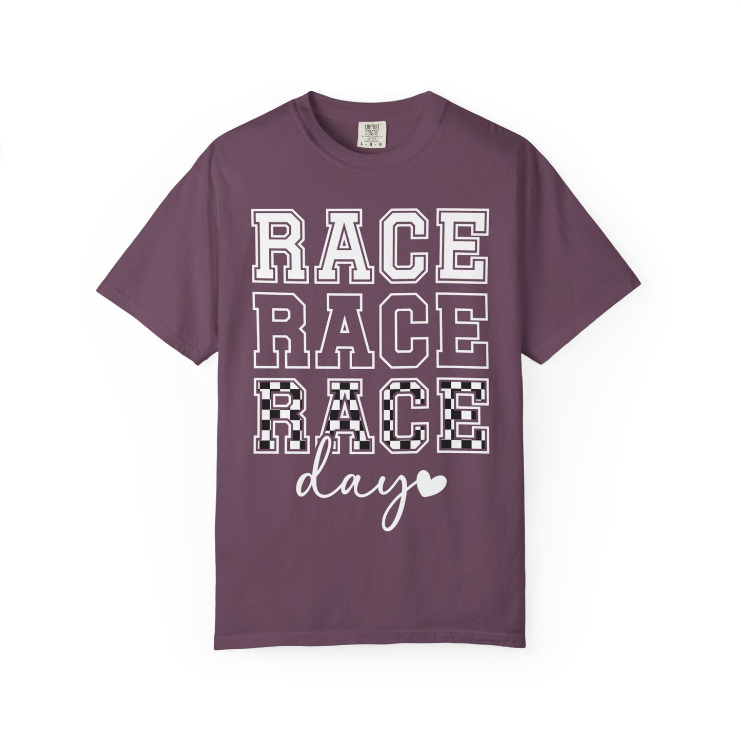 Race Day T-shirt | Racing Graphic, Checkered Lettering